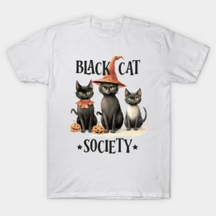 Black cat Society halloween Vintage T-Shirt